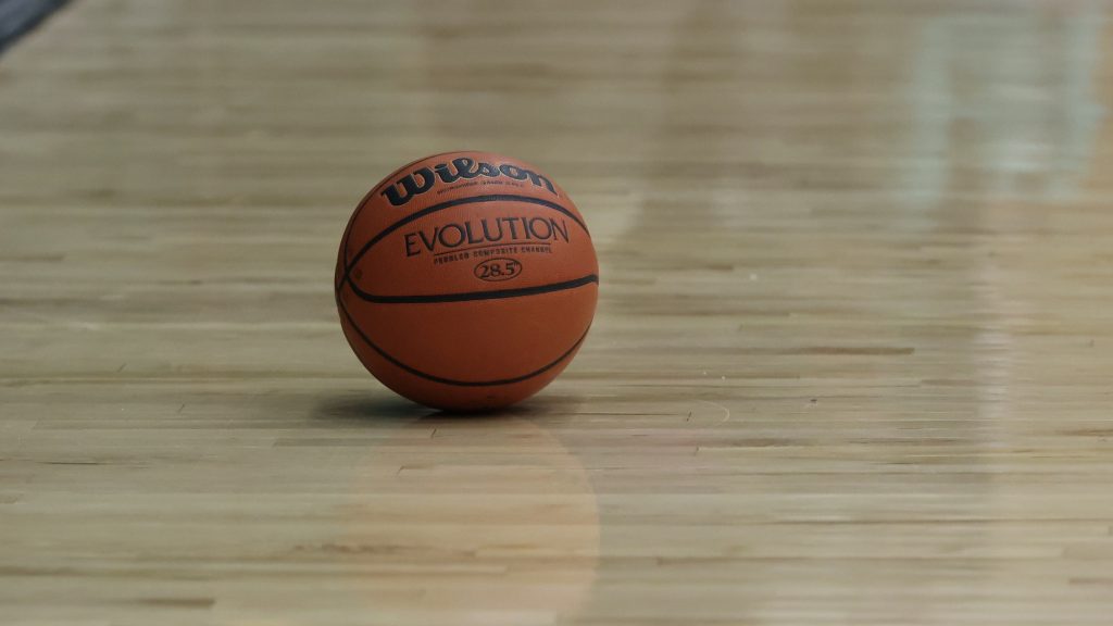 Generic basketball on court