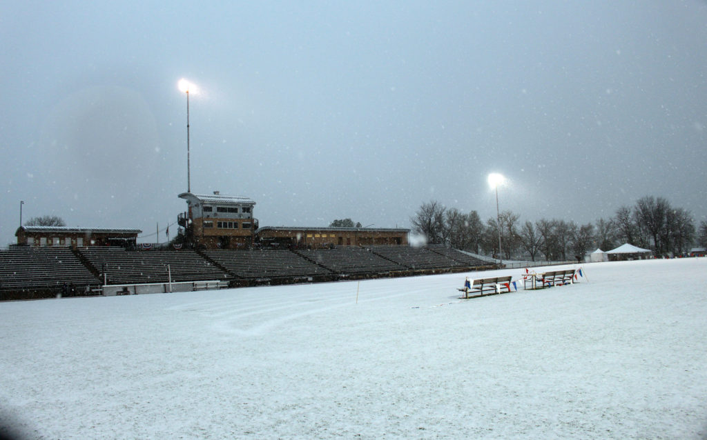 State track Jeffco Stadium snow