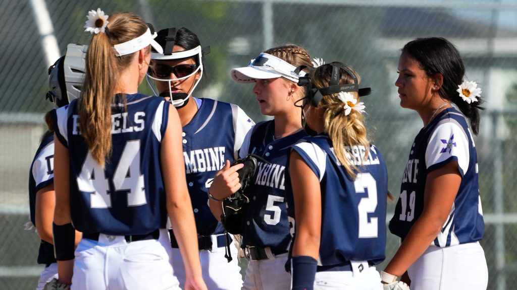 Columbine softball huddle 2022