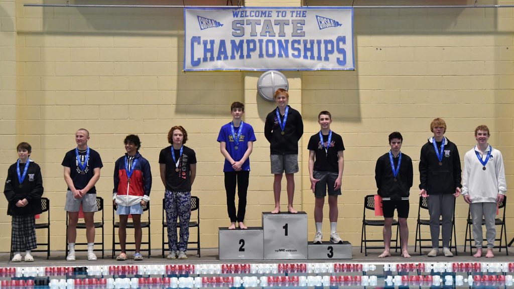 Top-10 finishers on the 5A Diving Championship Podium