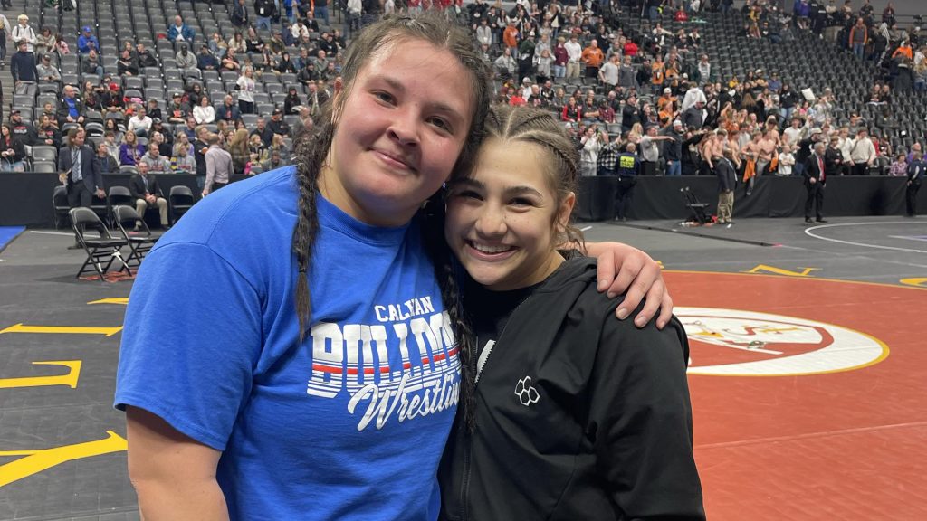 Ciara Monger and Persaeus Gomez after winning fourth-straight state title