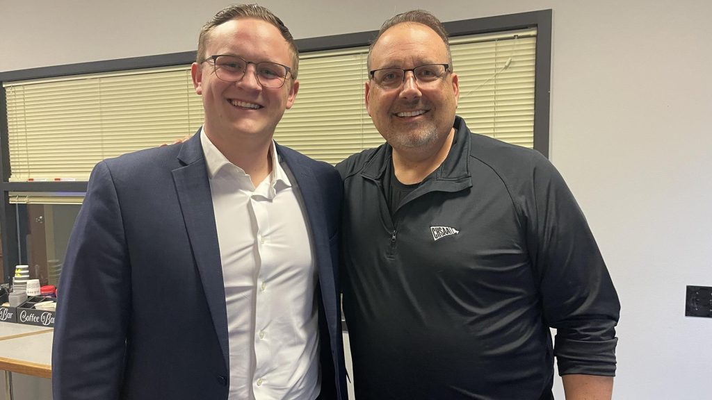 Bryce Davis - President of CHSAA State Representatives - with CHSAA Commissioner Mike Krueger