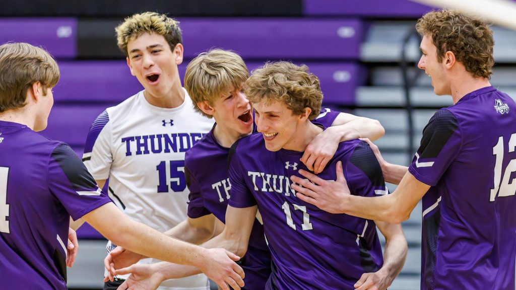 Discovery Canyon boys volleyball celebrates