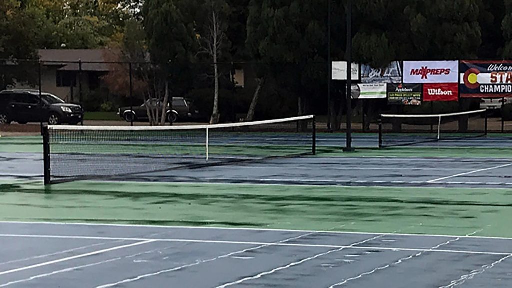 Pueblo rain rainy tennis courts