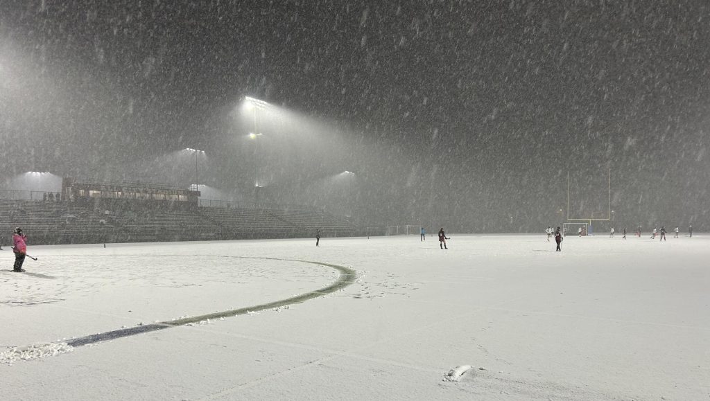 Field Hockey snow at DPS All-City Stadium