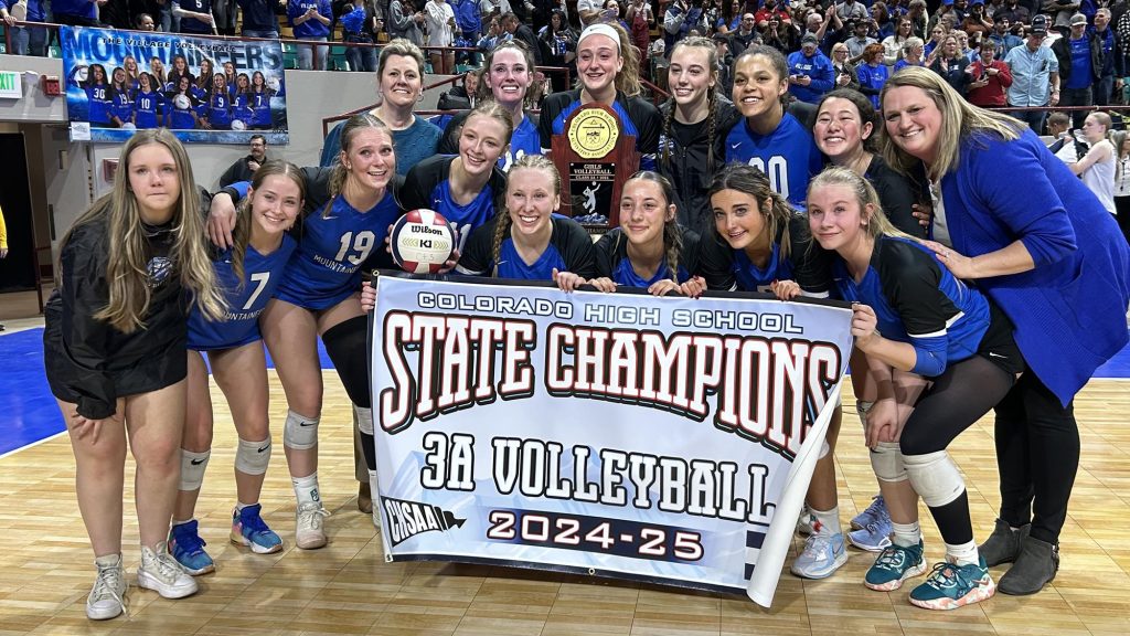 The Village team photo after winning 3A state volleyball championship