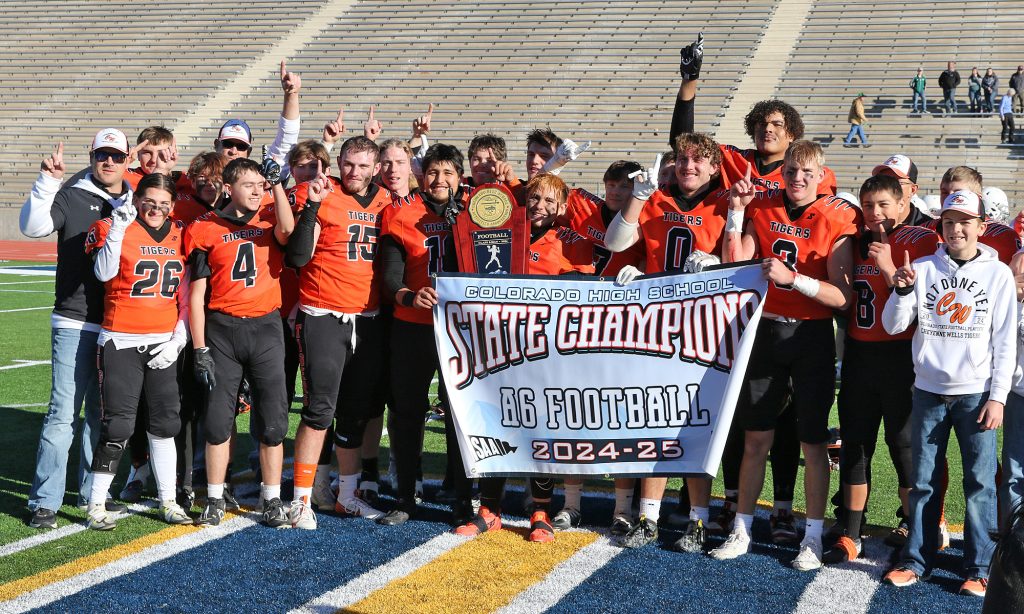 Cheyenne Wells team photo after winning the 6-man state football championship