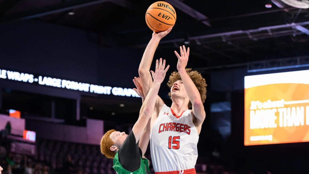 Gunner Hughes of Crowley County shoots a jump shot.