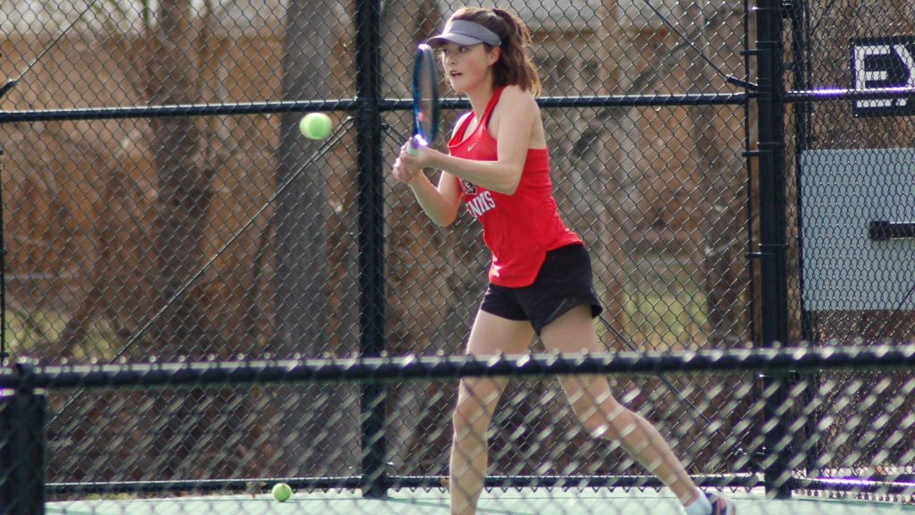 Stella Laird of Fairview hitting a backhand