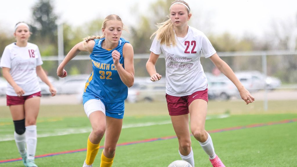 Emily Gesick of Frontier Academy playing soccer.