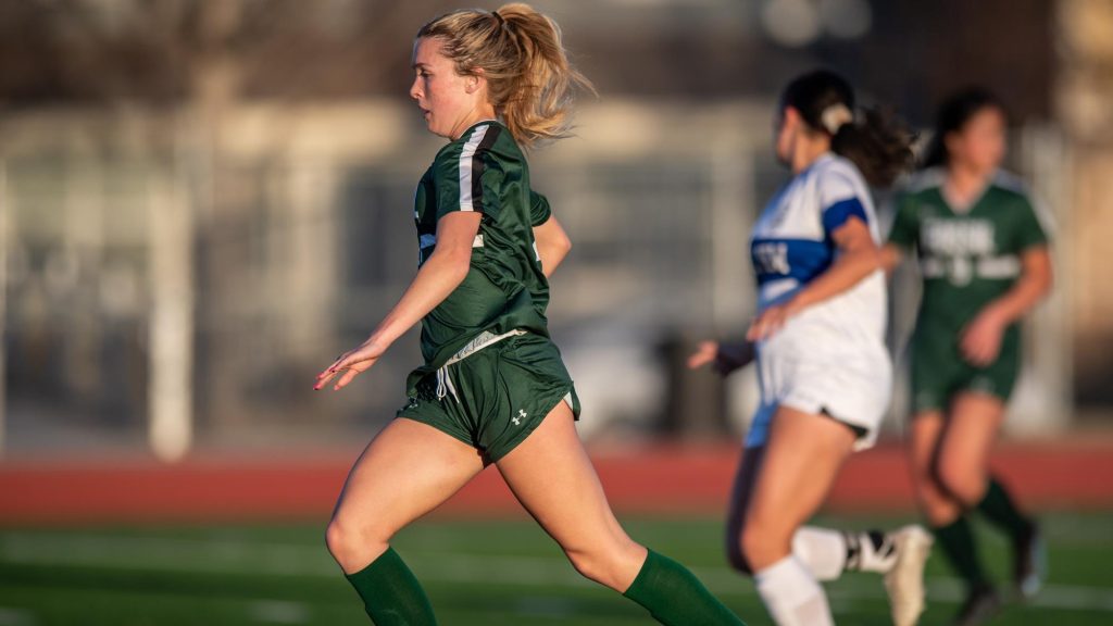 Lily Wale of Fossil Ridge playing soccer
