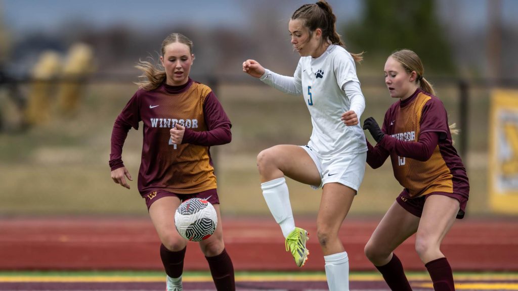Gracyn Redmon of Timnath playing soccer