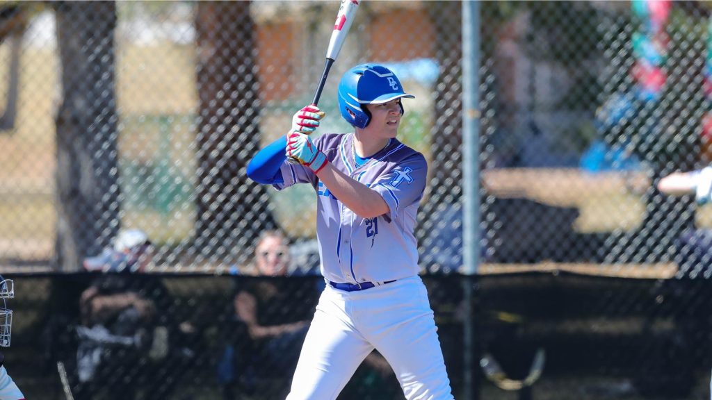 Josiah Rodriguez of Dayspring Christian Academy at bat in a baseball game