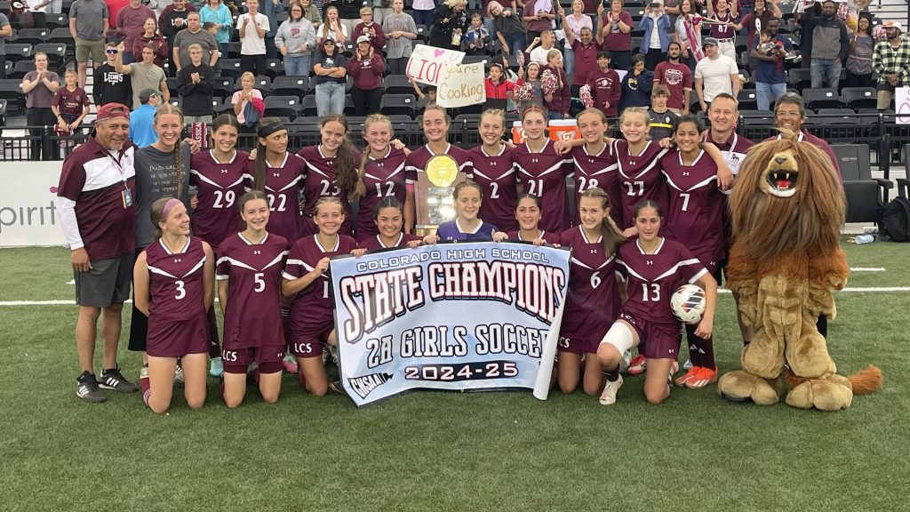 Loveland Classical team photo after winning the 2A girls soccer state championship