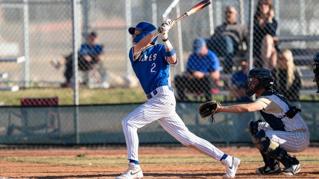 Chase Chapman of Grandview swinging a baseball bat