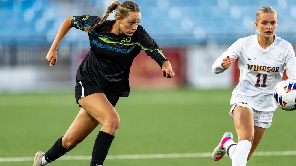 Gianna Weiner of Evergreen playing soccer