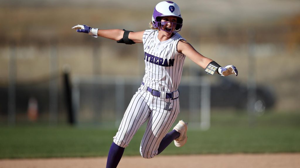 Meredith Barnhart of Lutheran rounds the bases in the state championship game