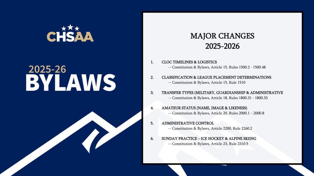 CHSAA Bylaw Changes graphic