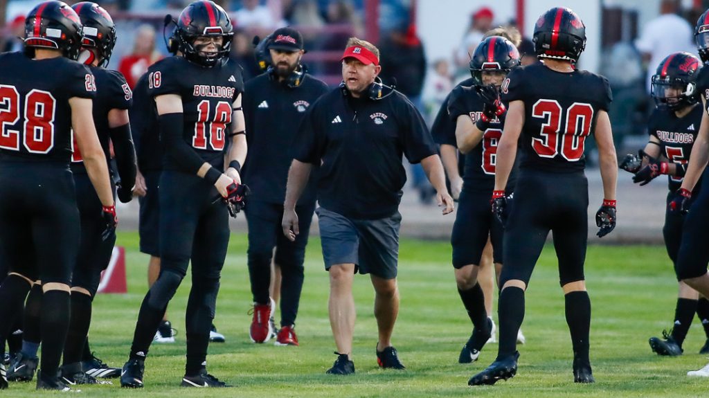 Haxtun's JD Stone coaching his football team