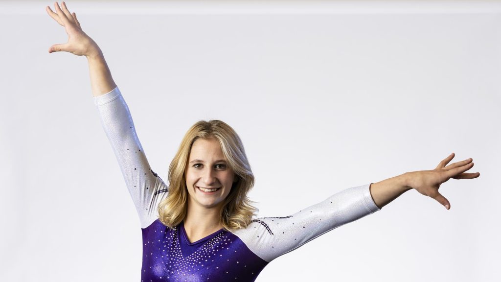 Layla Petz of Arvada West in a gymnastics pose