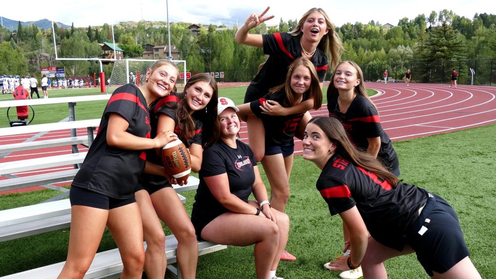 Connor Payne with Steamboat Springs flag football players