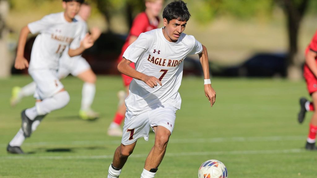 Leo Soltero of Eagle Ridge Academy playing soccer