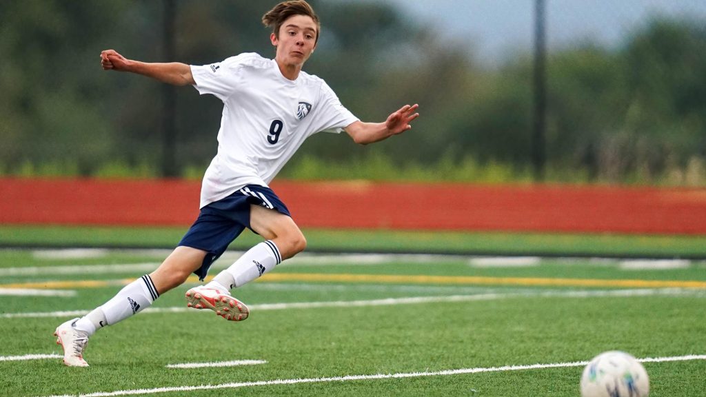 Judah Rogers of Colorado Springs Christian playing soccer