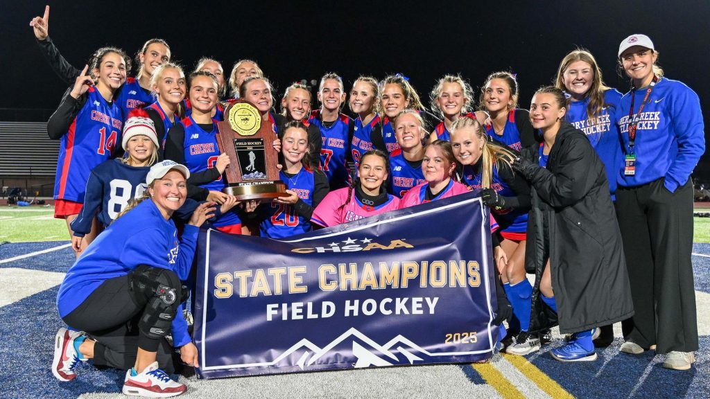 Cherry Creek team photo after winning the field hockey state championship