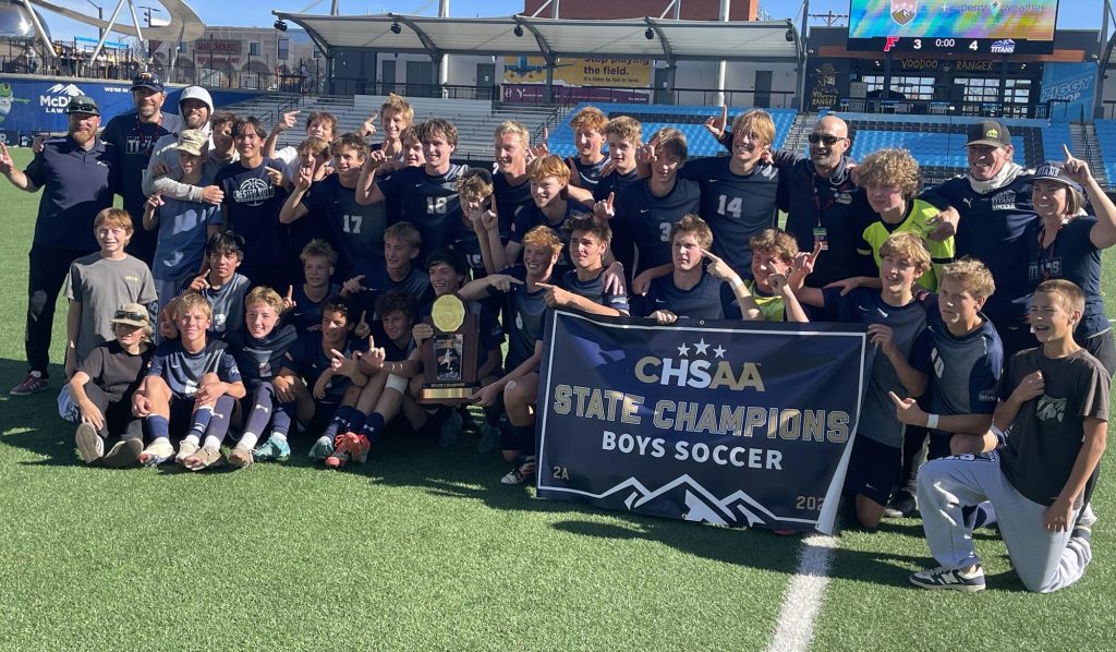 Crested Butte team photo after winning the 2A boys soccer state championship