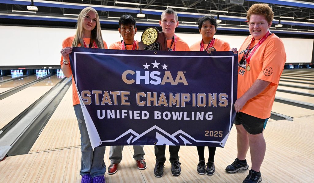 Lakewood Unified Bowling Team photo after winning the 2025 state championship