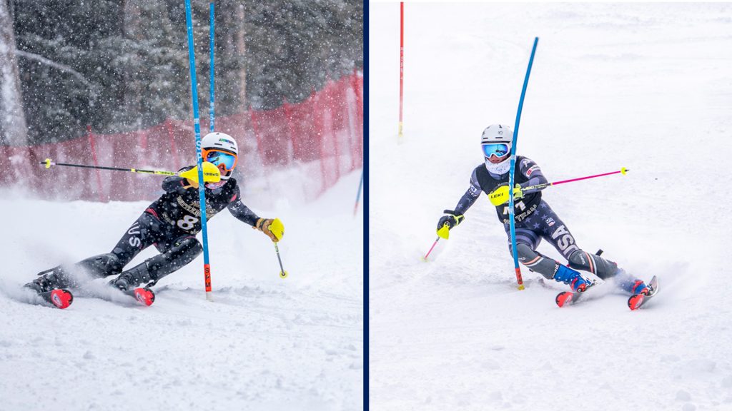 Ruthie and Eden DeMino skiing slalom