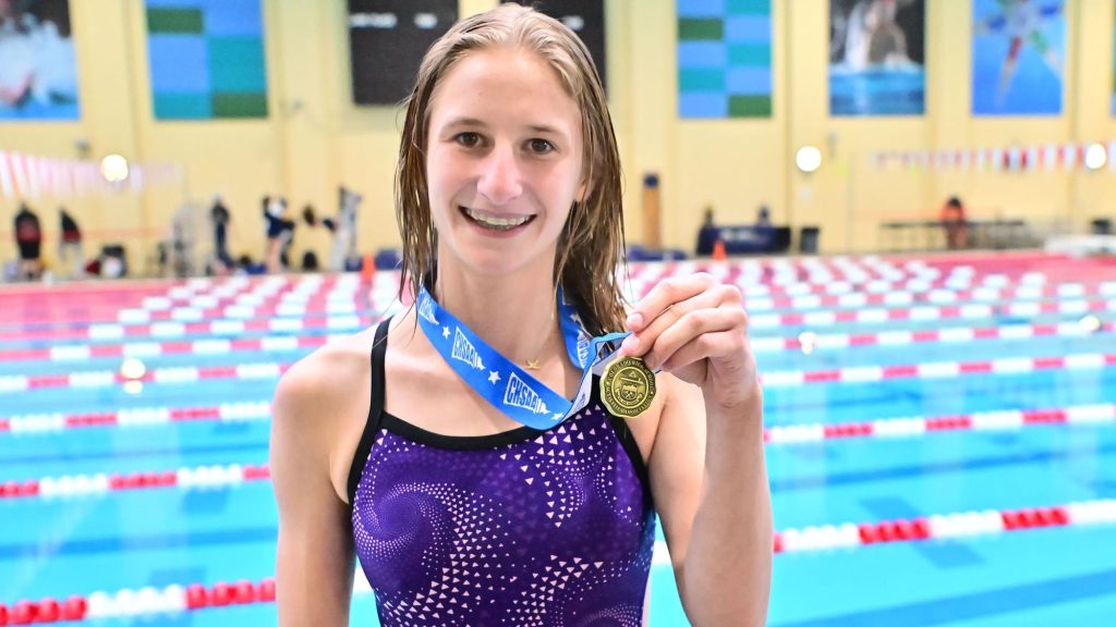 Arvada West's Layla Petz, after winning the 2026 5A Diving State Championship