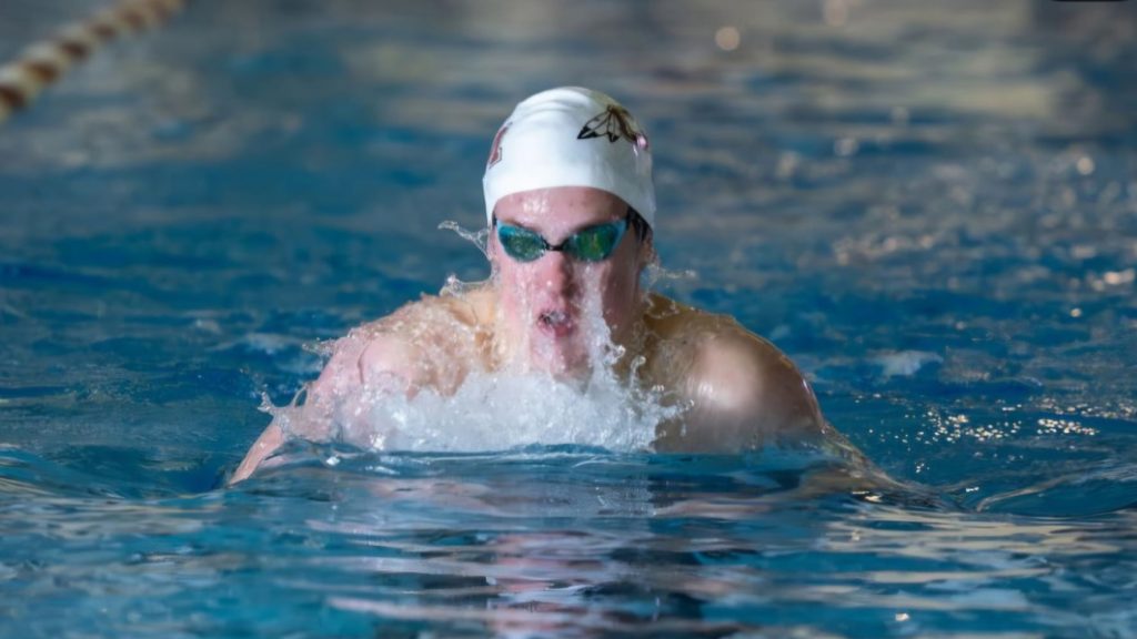 Cheyenne Mountain swimmer Barrett Kerrigan racing n the pool