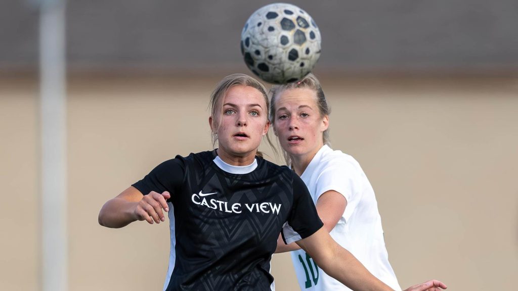 Julia Dern of Castle View watching the soccer ball