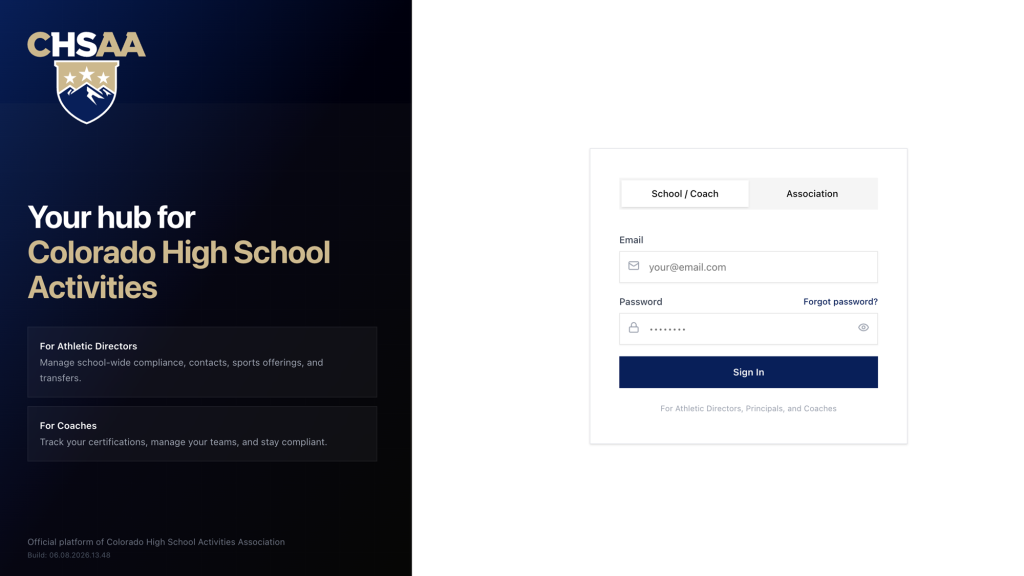 CHSAA School Center Login